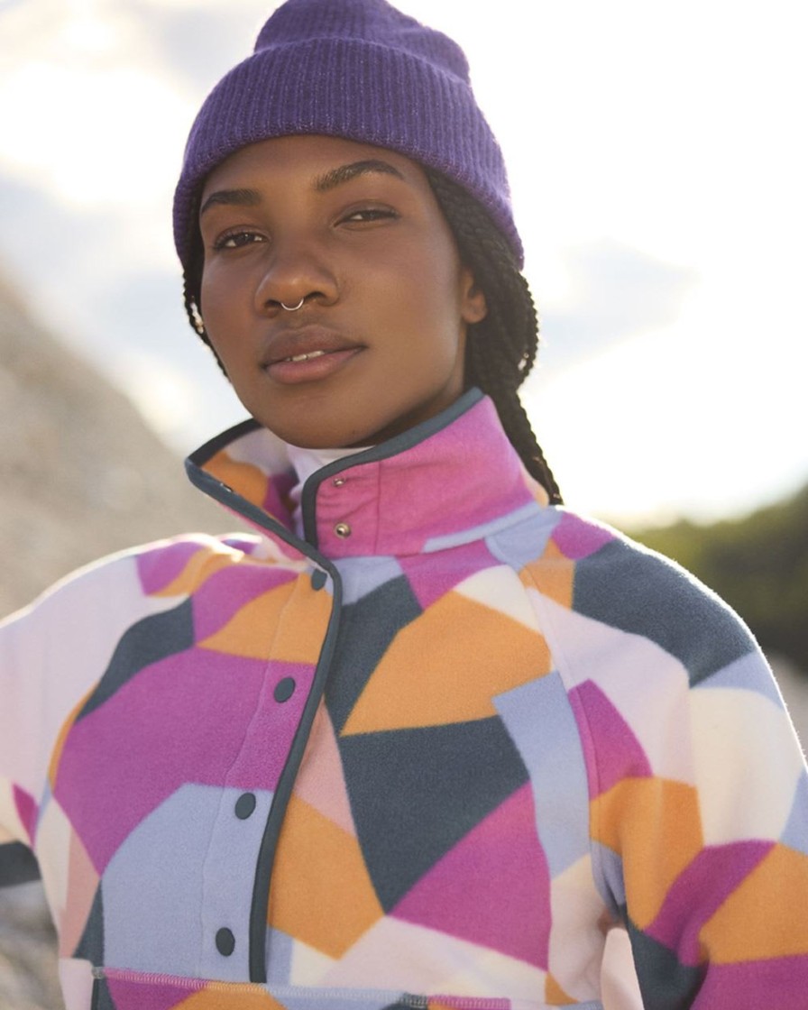 Women hyba Hyba Activewear | Long-Sleeve Polar Fleece Pullover With Snaps, Hyba Multi Print