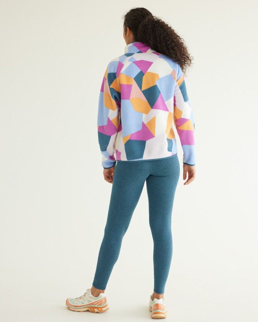 Women hyba Hyba Activewear | Long-Sleeve Polar Fleece Pullover With Snaps, Hyba Multi Print