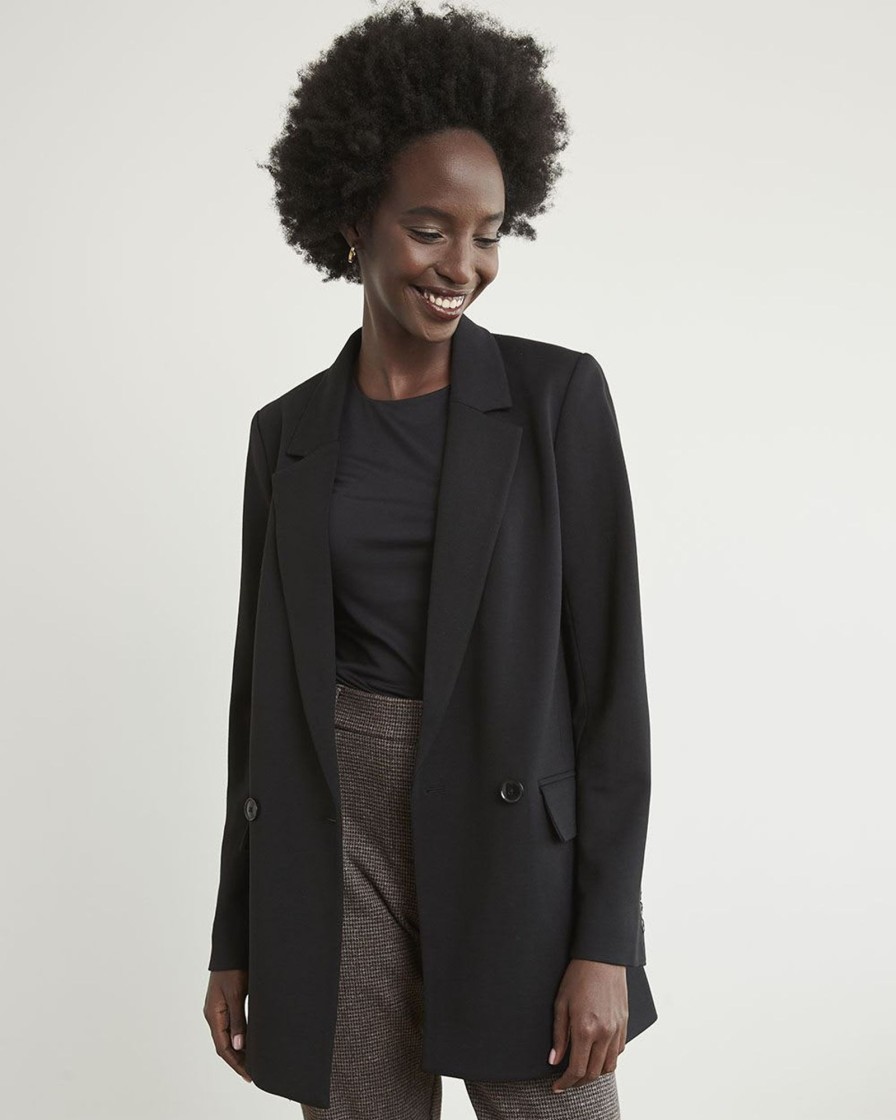 Women r.w. & co. Suits | Relaxed Double-Breasted Blazer Black