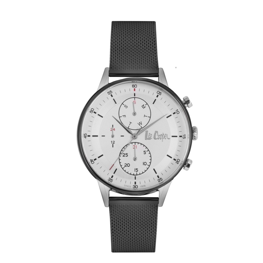 Men lee cooper Watches | Lee Cooper-Men'S Silver 43Mm Watch W/Silver Dial White