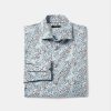 Men r.w. & co. Shirts | Slim-Fit Dress Shirt With Large Foliage Print Xenon Blue