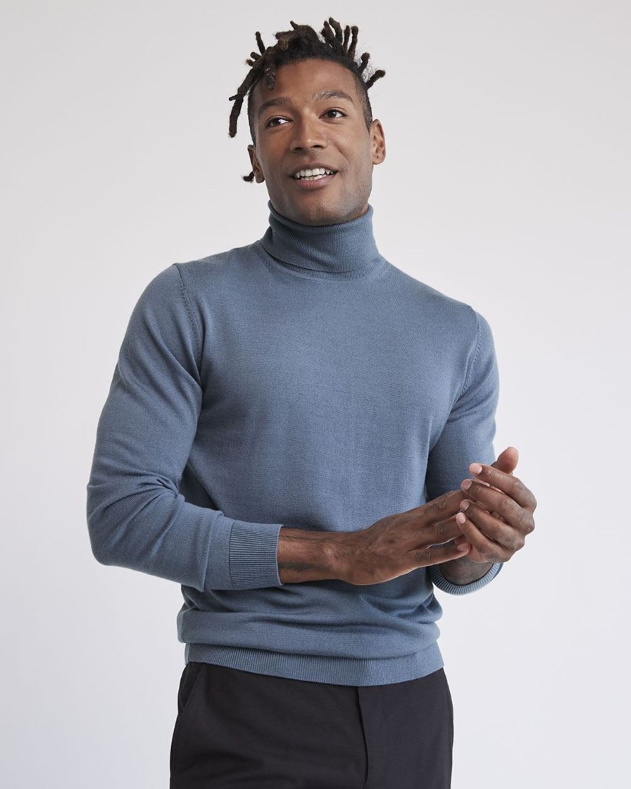 Men r.w. & co. Sweaters & Cardigans | Merino-Wool Turtleneck Sweater Blue Velvet