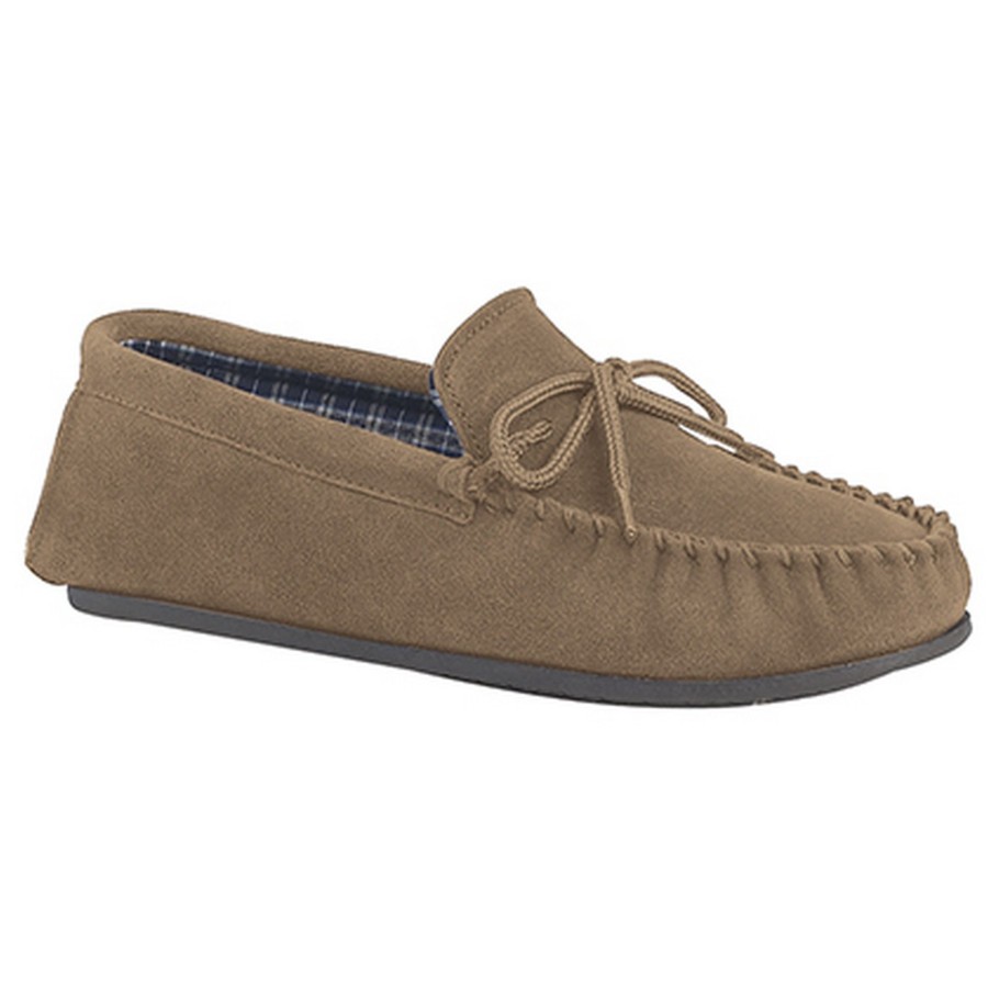 Men mokkers Shoes | Mokkers - Mens Bruce Real Suede Moccasin Slippers Dark Beige