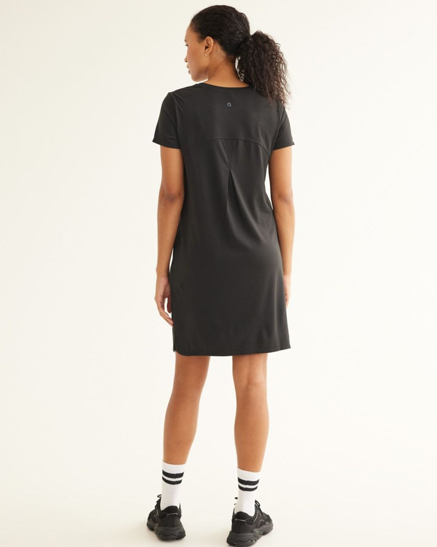 Women hyba Hyba Activewear | Short-Sleeve T-Shirt Dress - Dry Lux Hyba Black