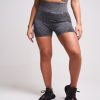 Women twill active Active Bottoms | Twill Active - Prunella Recycled Ruched Bum Shorts - Grey Marl Dark Grey