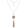 Women don't ask Jewelry | Multi Colored Flake Resin Circle Tassel Pendant Necklace In Gold - Don'T Ask Multicolor