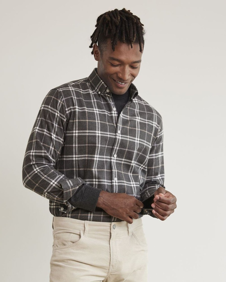 Men r.w. & co. Shirts | Regular-Fit Plaid Flannel Shirt Dark Htr Grey