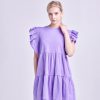 Women english factory Dresses & Jumpsuits | English Factory- Knit Ruffled Mini Dress Medium Purple