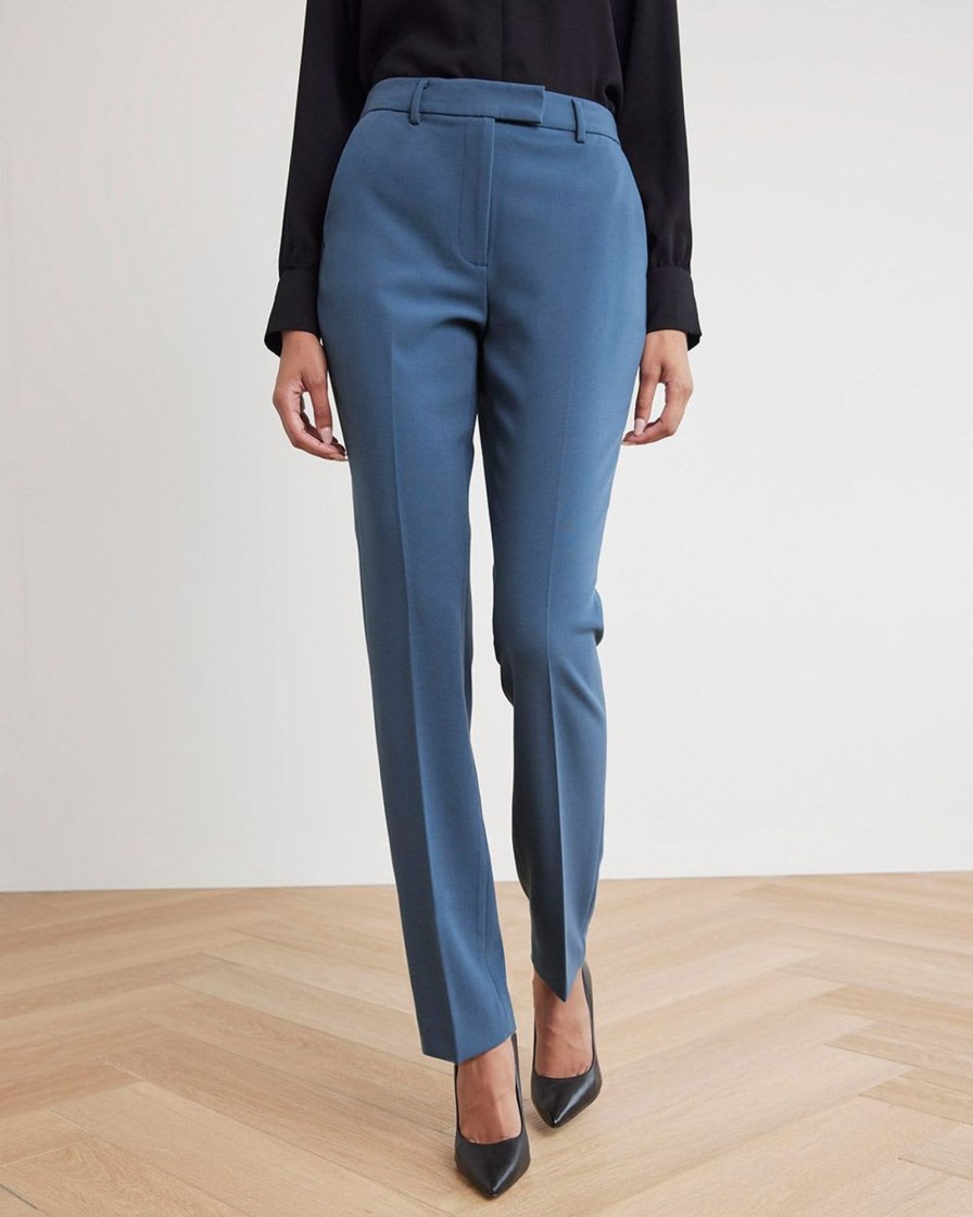 Women r.w. & co. Suits | High-Rise Slim-Leg Blue Pant Bering Sea