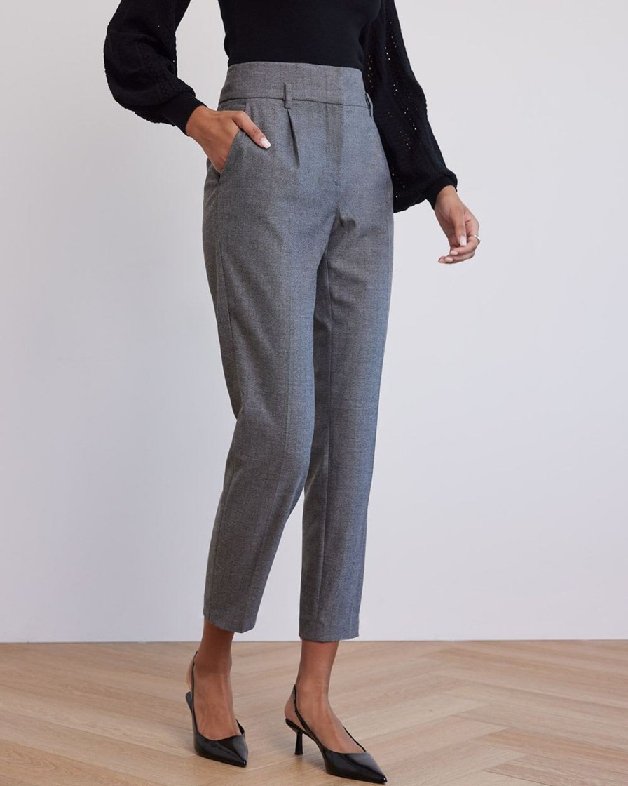 Women r.w. & co. Pants | Tapered-Leg High-Rise Flannel Ankle Pant Grey Multi