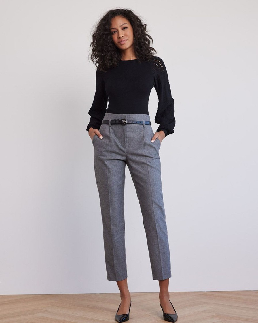 Women r.w. & co. Pants | Tapered-Leg High-Rise Flannel Ankle Pant Grey Multi