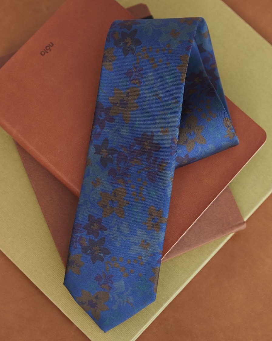 Men r.w. & co. Ties & Bow Ties | Navy Regular Tie With Floral Pattern Navy Blazer