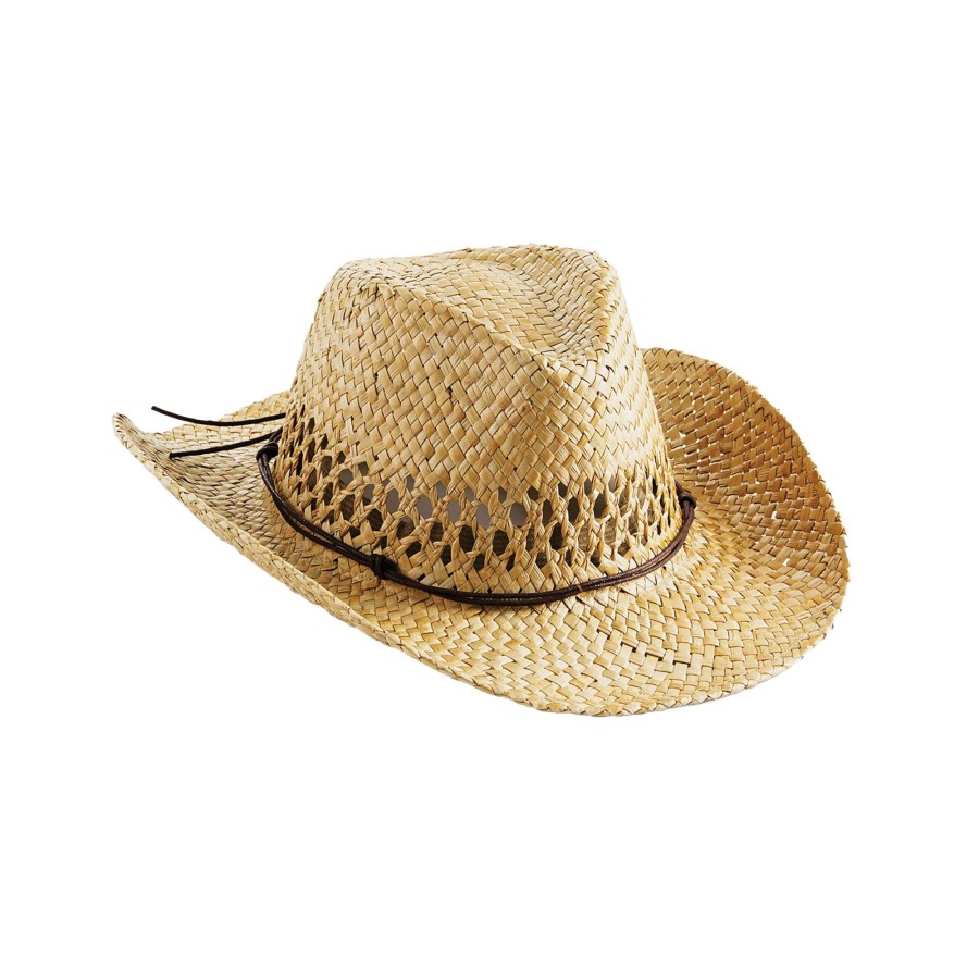 Men beechfield Scarves, Gloves & Hats | Beechfield - Unisex Adult Straw Cowboy Hat Light Beige