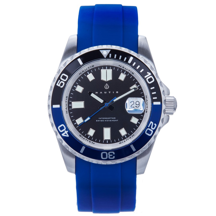 Men nautis Watches | Nautis - Interceptor Box Set With Interchangable Bands And Date Display - Black Medium Blue