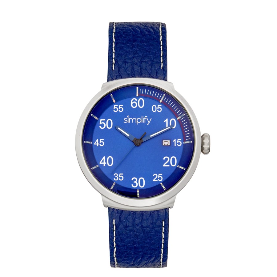 Women simplify Watches | Simplify - The 7100 Leather-Band Watch W/Date - Black Medium Blue