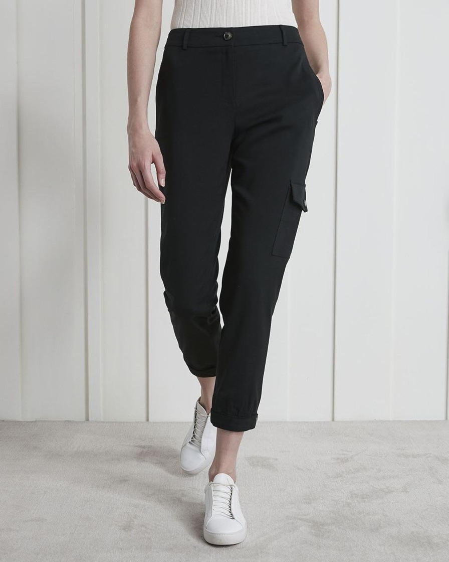 Women r.w. & co. Pants | Twill Mid-Rise Tapered Cargo Pant Black