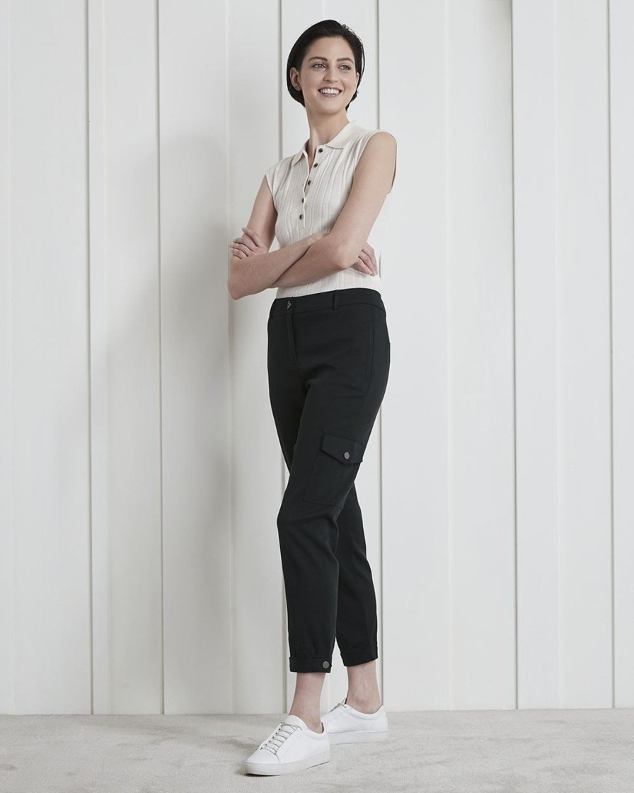 Women r.w. & co. Pants | Twill Mid-Rise Tapered Cargo Pant Black