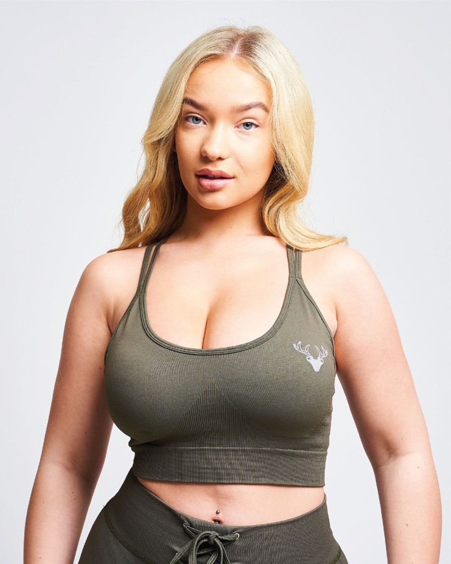 Women twill active Active Tops | Twill Active - Moire Recycled Strappy Sports Bra - Petrol Light Green