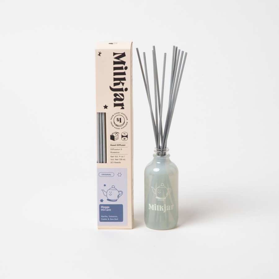 Home milk jar | Milk Jar Hygge Reed Diffuser | Vanilla, Cedar & Sea Salt 4Oz White