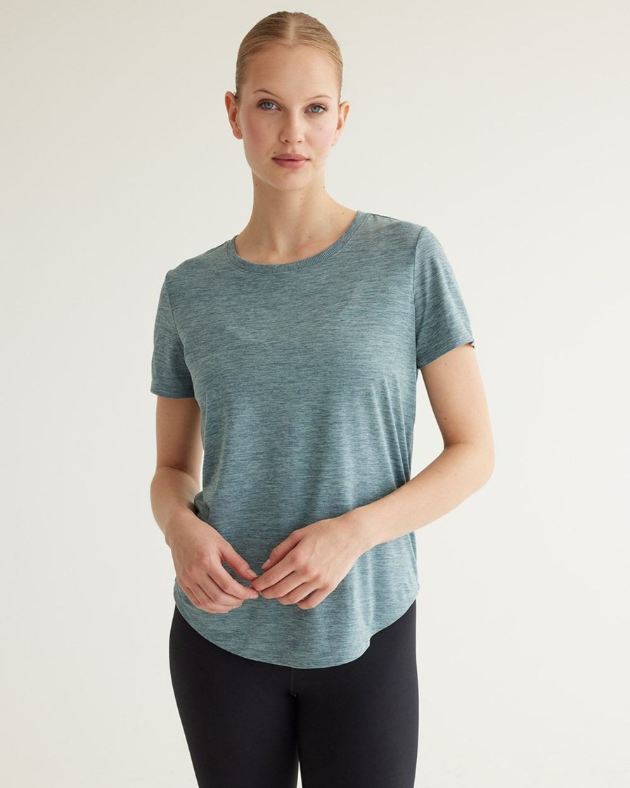 Women hyba Hyba Activewear | Short-Sleeve Crew-Neck Tee - Dry Lux Hyba Essentials Orion Blue