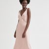 Women r.w. & co. Dresses & Jumpsuits | Satin A-Line Cocktail Dress With V Neckline Misty Rose