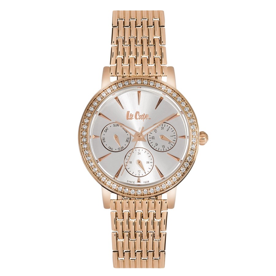 Women lee cooper Watches | Lee Cooper-Women'S Silver 34Mm Watch W/Silver Dial Rose Gold