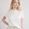 Women r.w. & co. Tops | Short-Sleeve Crew-Neck Classic Cotton Tee Snow White