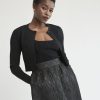 Women r.w. & co. Sweaters & Cardigans | Long-Sleeve Crew-Neck Ribbed Crop Bolero Black