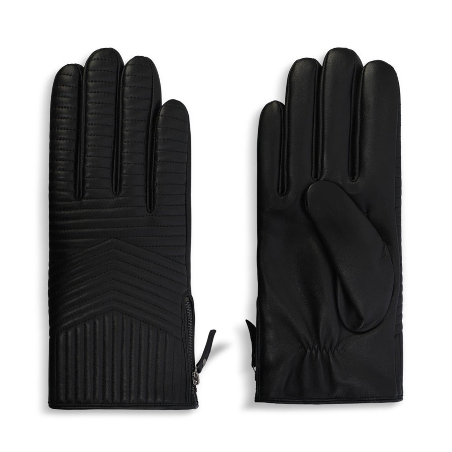 Men club rochelier Scarves, Gloves & Hats | Cr Men'S - Quilted Leather Glove Black