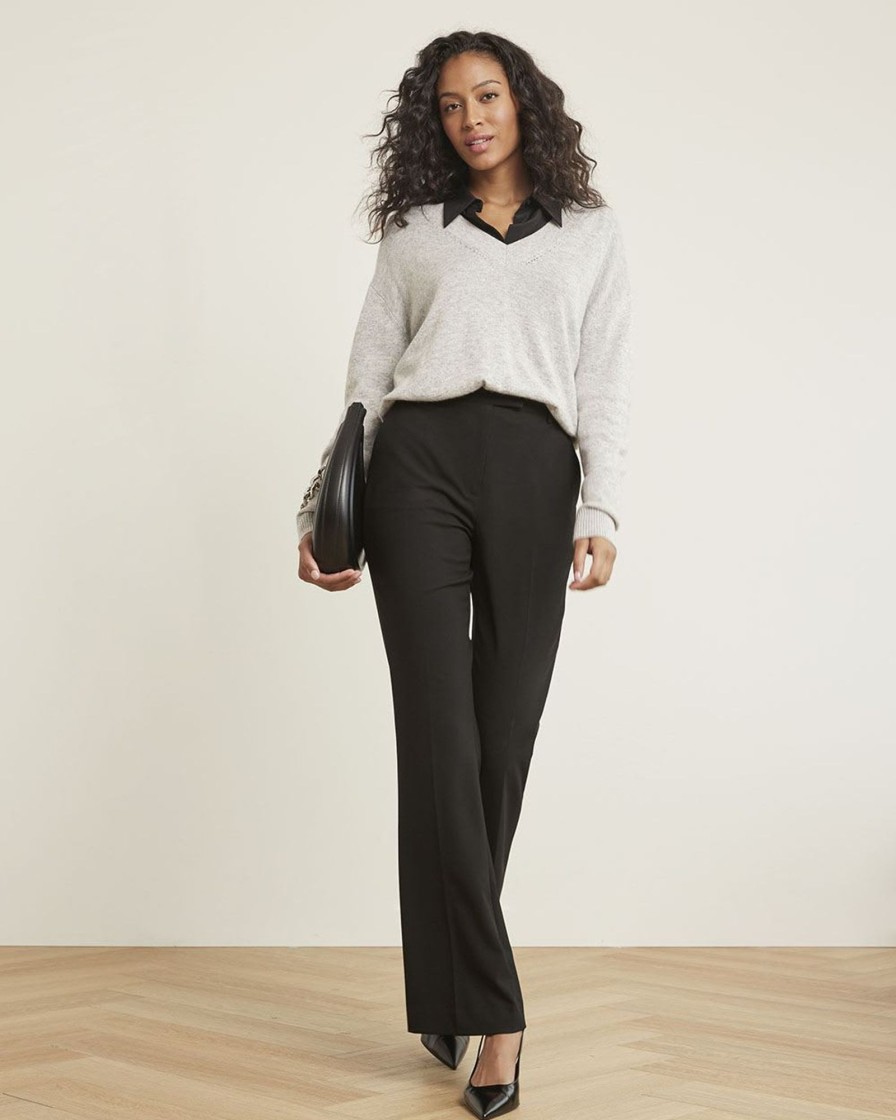 Women r.w. & co. Blouses & Shirts | Long-Sleeve Silk Buttoned-Down Blouse Black