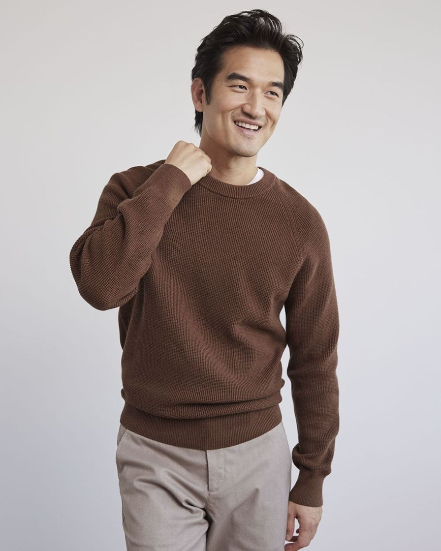 Men r.w. & co. Sweaters & Cardigans | Long-Sleeve Crew-Neck Waffled Sweater Cinnamon Bread