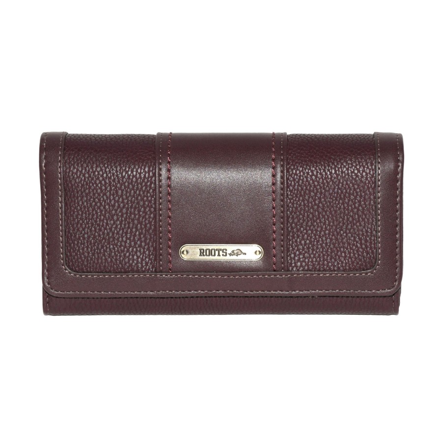 Women roots Bags | Roots Ladies' Pocket Clutch Wallet Dark Purple