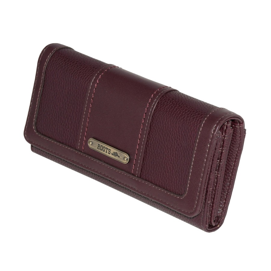 Women roots Bags | Roots Ladies' Pocket Clutch Wallet Dark Purple