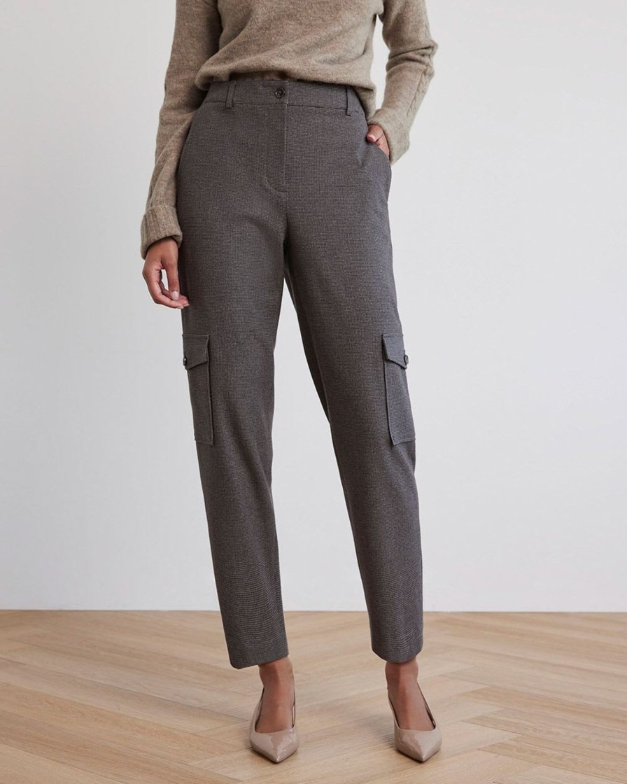 Women r.w. & co. Pants | Houndstooth High-Rise Tapered Cargo Pant Brush Hounds Multi