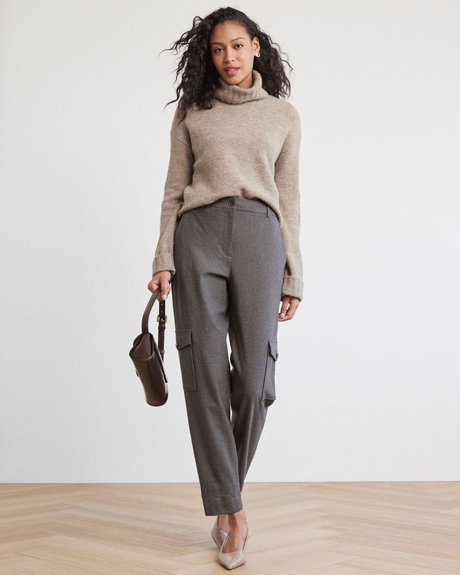 Women r.w. & co. Pants | Houndstooth High-Rise Tapered Cargo Pant Brush Hounds Multi