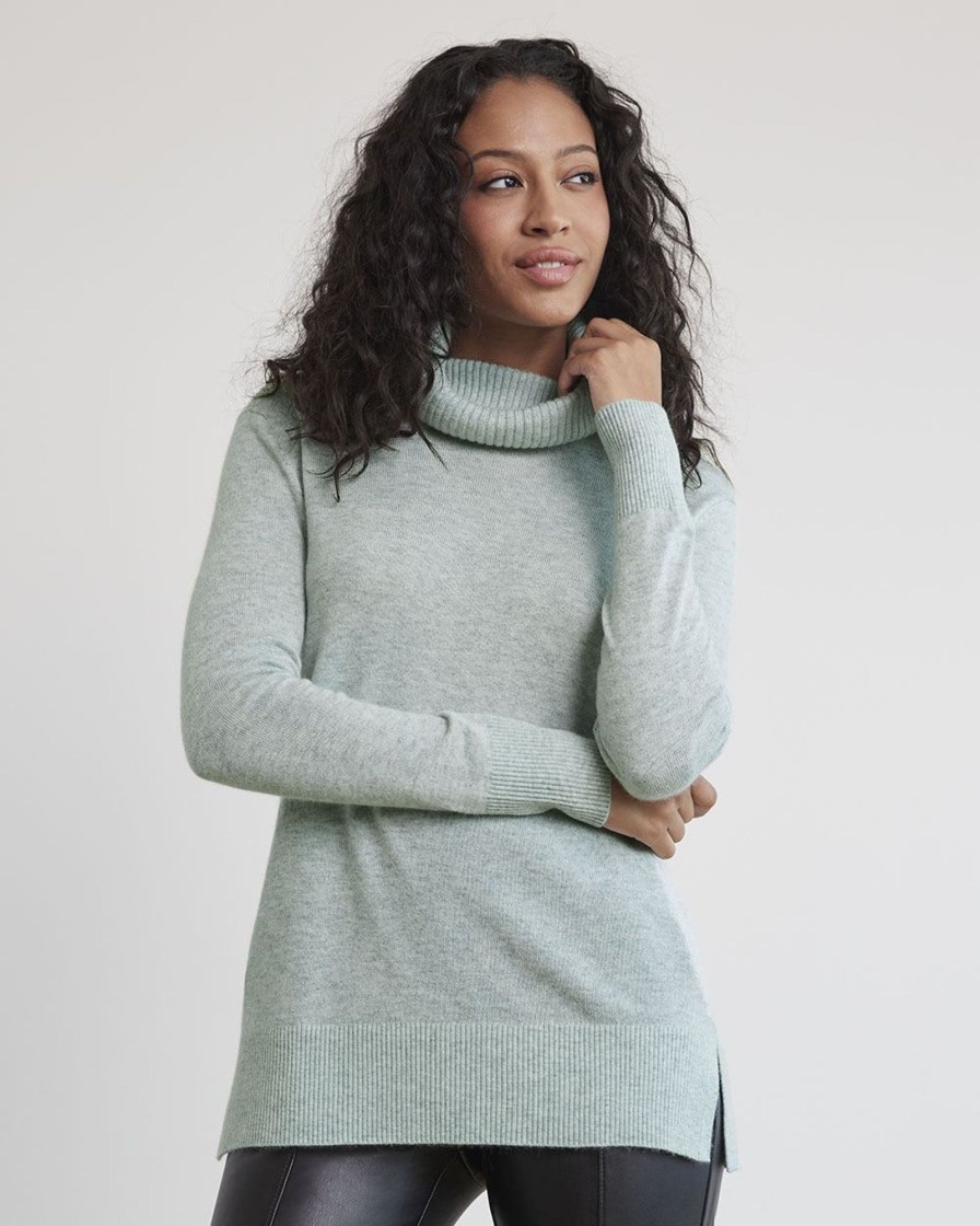 Women r.w. & co. Sweaters & Cardigans | Long-Sleeve Funnel-Neck Cashmere-Blend Sweater Surf Spray Mix - Sw