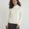 Women r.w. & co. Tops | Long-Sleeve Mock-Neck Sweater With Braided Heart Antique White