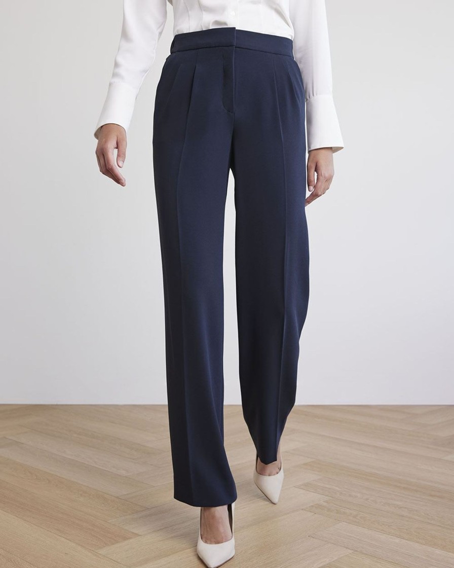 Women r.w. & co. Pants | High-Rise Wide-Leg Long Crepe Pant Night Sky