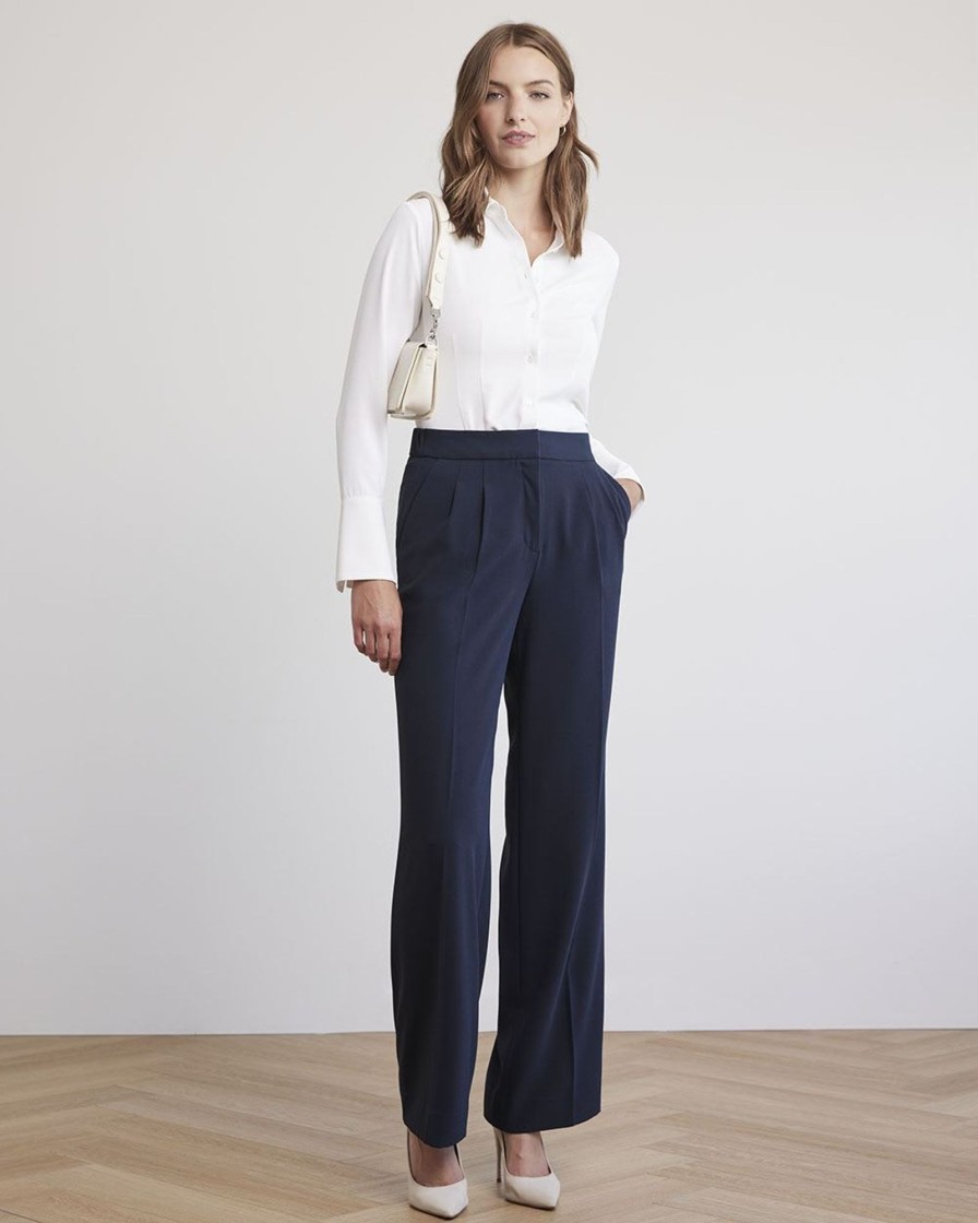 Women r.w. & co. Pants | High-Rise Wide-Leg Long Crepe Pant Night Sky