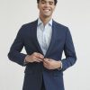 Men r.w. & co. Suits | Regular Fit Stretch Blue Checkered Suit Blazer Estate Blue