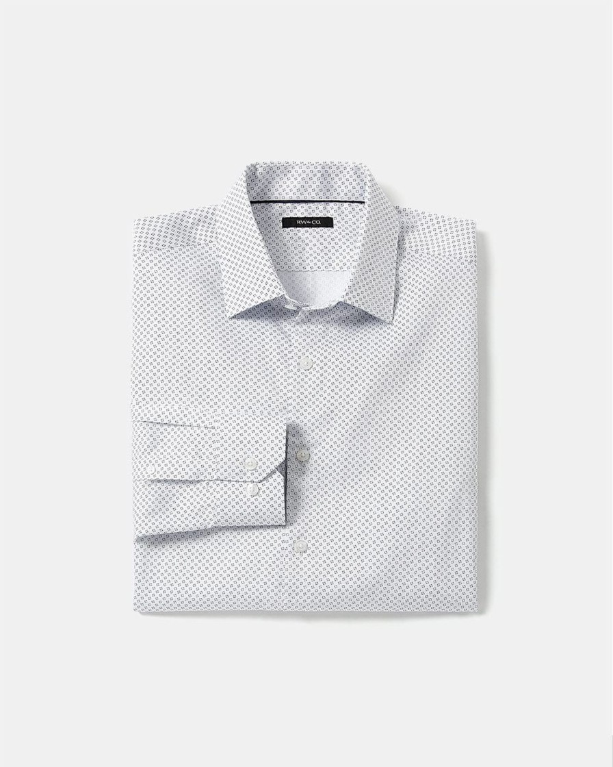 Men r.w. & co. Shirts | Tailored-Fit Dress Shirt With Micro Geo Print Bright White