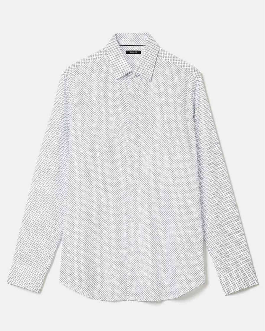 Men r.w. & co. Shirts | Tailored-Fit Dress Shirt With Micro Geo Print Bright White