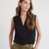 Women r.w. & co. Blouses & Shirts | Sleeveless Popover Wrap Twill Blouse Black