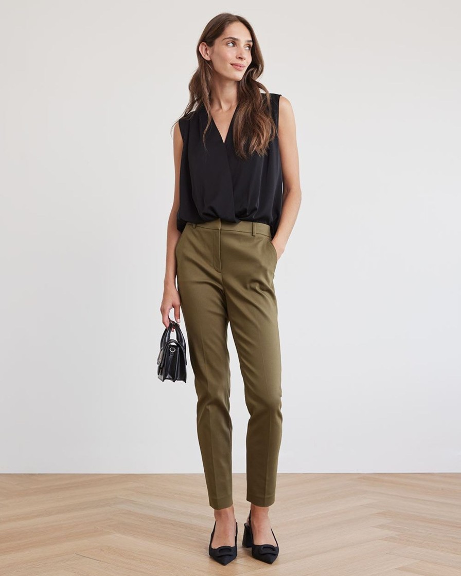 Women r.w. & co. Blouses & Shirts | Sleeveless Popover Wrap Twill Blouse Black