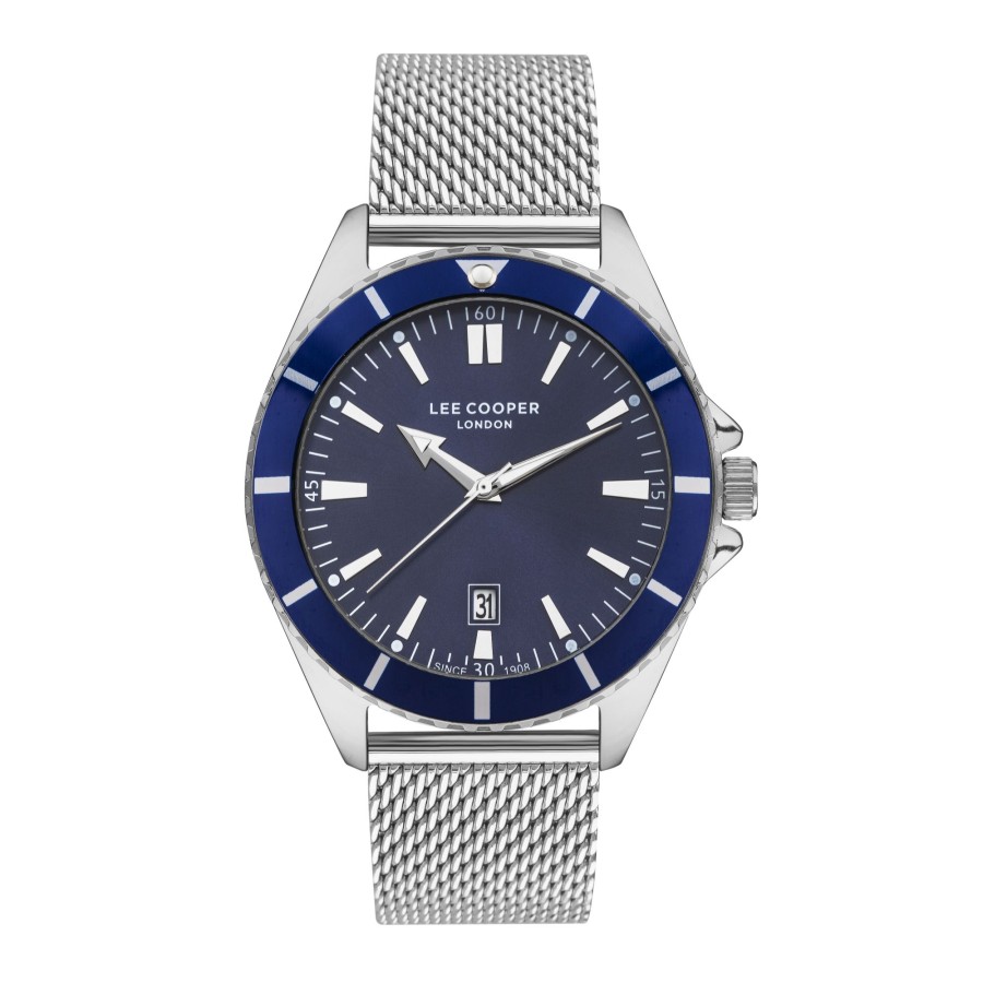 Men lee cooper Watches | Lee Cooper-Men'S 45Mm Watch W/Blue Dial Silver