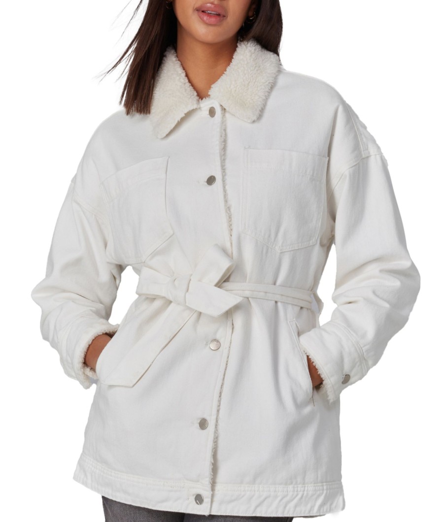 Women lola jeans Coats & Jackets | Lola Jeans Hayden-Sivry Belted Jacket White