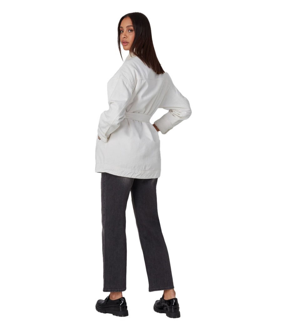 Women lola jeans Coats & Jackets | Lola Jeans Hayden-Sivry Belted Jacket White