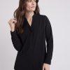 Women r.w. & co. Tops | Long-Sleeve V-Neck Crepe Popover Blouse Black