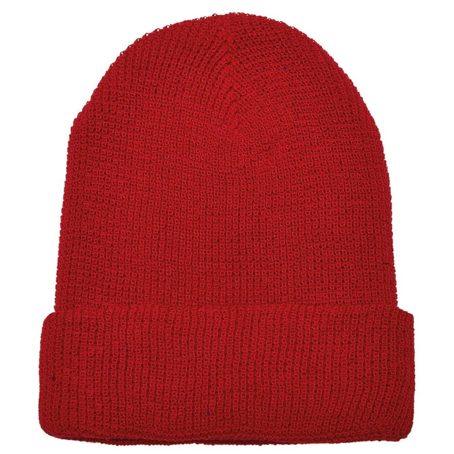 Men flexfit Scarves, Gloves & Hats | Flexfit - Unisex Adult Knitted Waffle Beanie Medium Red