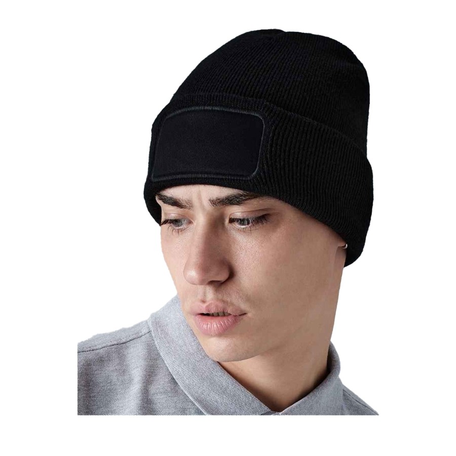 Men beechfield Scarves, Gloves & Hats | Beechfield - Original Recycled Woven Patch Beanie Black